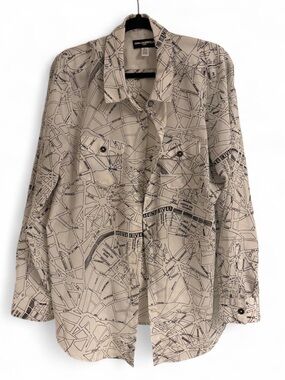 Karl Lagerfeld Beige Jacket with Black Map Print